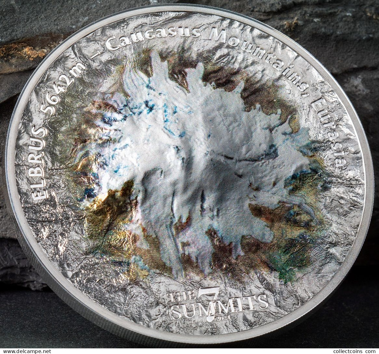 Cook Islands 25 Dollars 2021 The 7 Summits MOUNT ELBRUS 5 Oz Silver Proof Coin Zilveren Munt - Other - Oceania