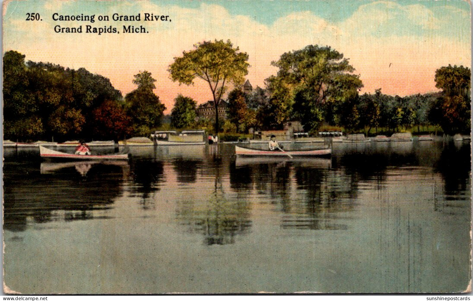 Michigan Grand Rapids Canoeing On Grand River Curteich - Grand Rapids