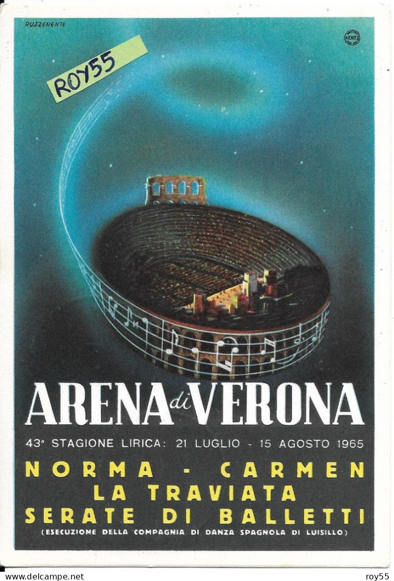 Pubblicita Stagione Lirica Opere Norma Carmen La Traviata Anno 1965 Arena Di Verona Veneto (v.retro/ILL.Ruzzente) - Advertising