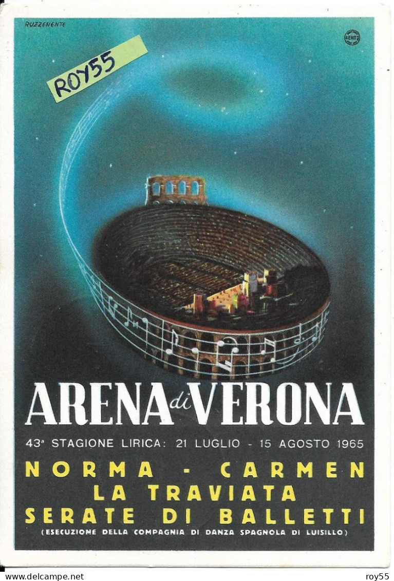 Pubblicita Stagione Lirica Opere Norma Carmen La Traviata Anno 1965 Arena Di Verona Veneto (v.retro/ILL.Ruzzente) - Reclame