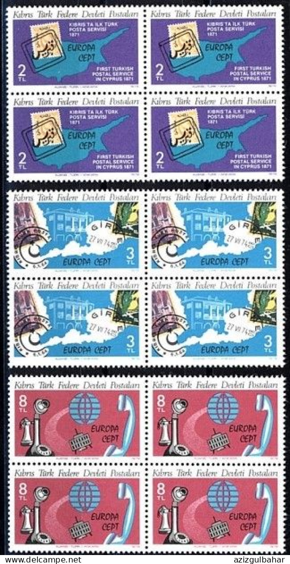 1979 - EUROPA - COMMUNICATIONS - TURKISH CYPRUS STAMPS - STAMPS - BLOCKS OF 4 - Oblitérés