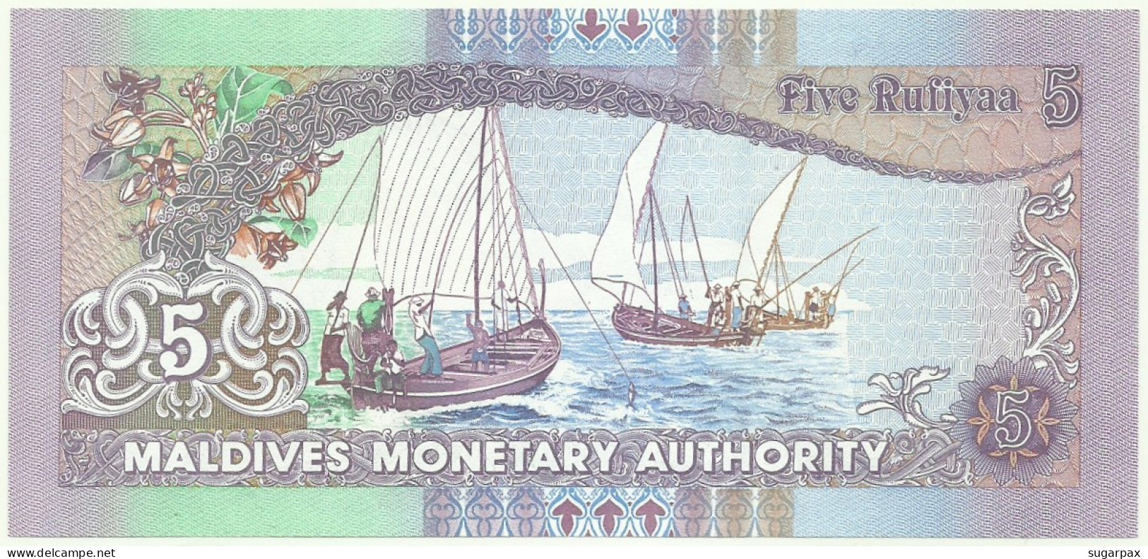 MALDIVES - 5 Rufiyaa - 2011 - UNC. - P 18.e - Serie M - Dhow - Monetary Authority - Maldivas