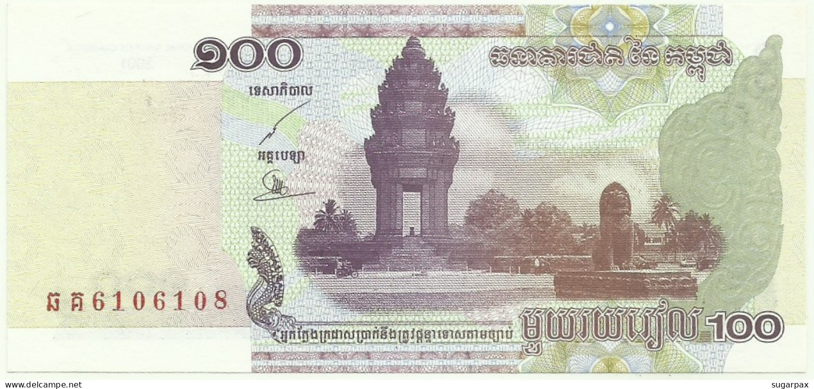 Cambodia - 100 Riels - 2001 - Pick: 53 - Unc. - Sign. 17 - National Banque - Cambodge