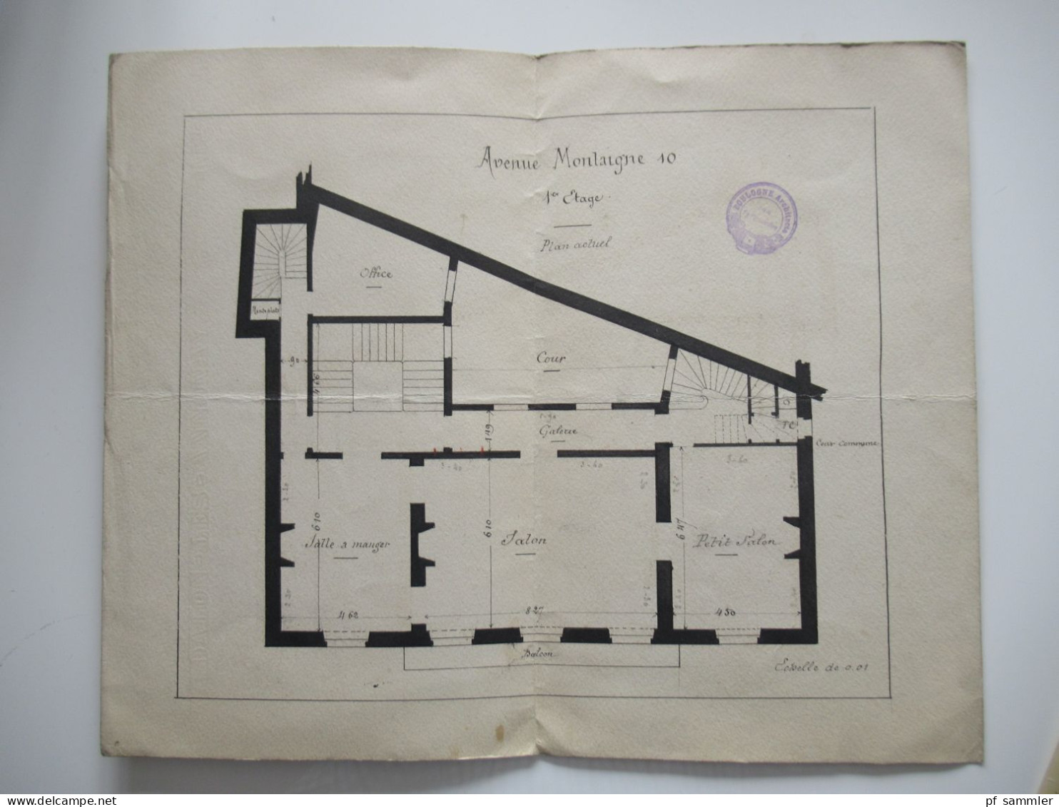 Paris Vor 1900 Architektenzeichnung Plan Actuel Avenue Montaigne 10 1er Etage / Boulogne Atchitecte 14.4. Fg. Poissonnie - Arquitectura