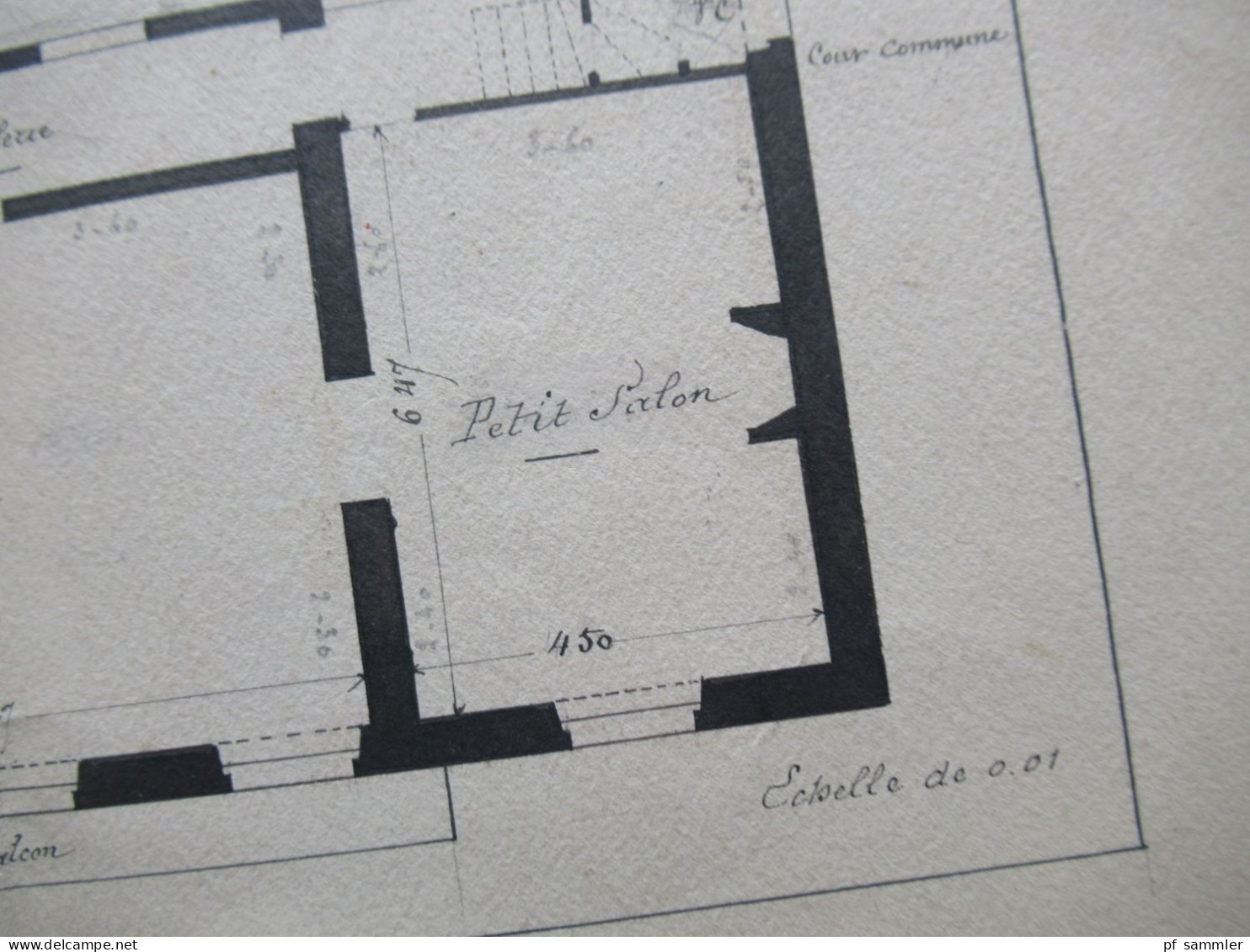 Paris vor 1900 Architektenzeichnung Plan actuel Avenue Montaigne 10 1er Etage / Boulogne Atchitecte 14.4. Fg. Poissonnie