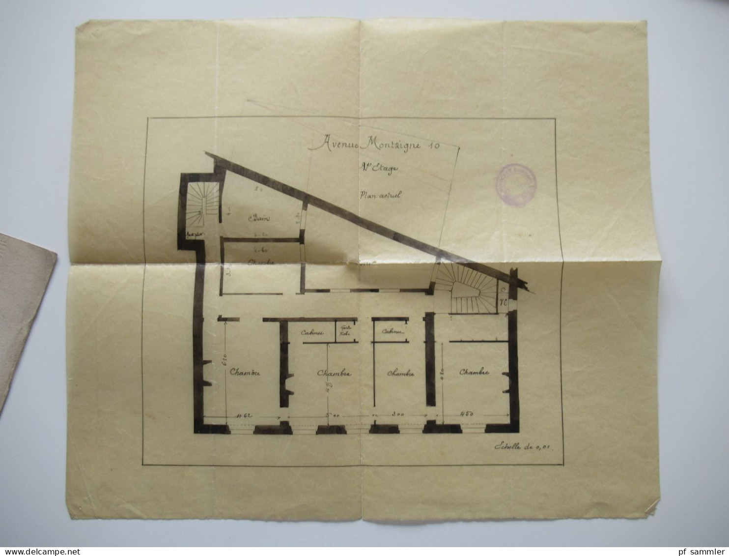 Paris vor 1900 Architektenzeichnung Plan actuel Avenue Montaigne 10 1er Etage / Boulogne Atchitecte 14.4. Fg. Poissonnie