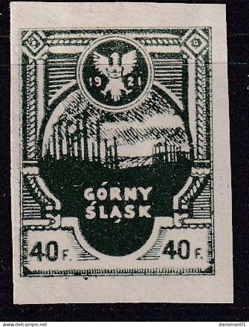 POLAND 1921 Gorny Slask 40f Imperf Mint Hinged - Nuevos