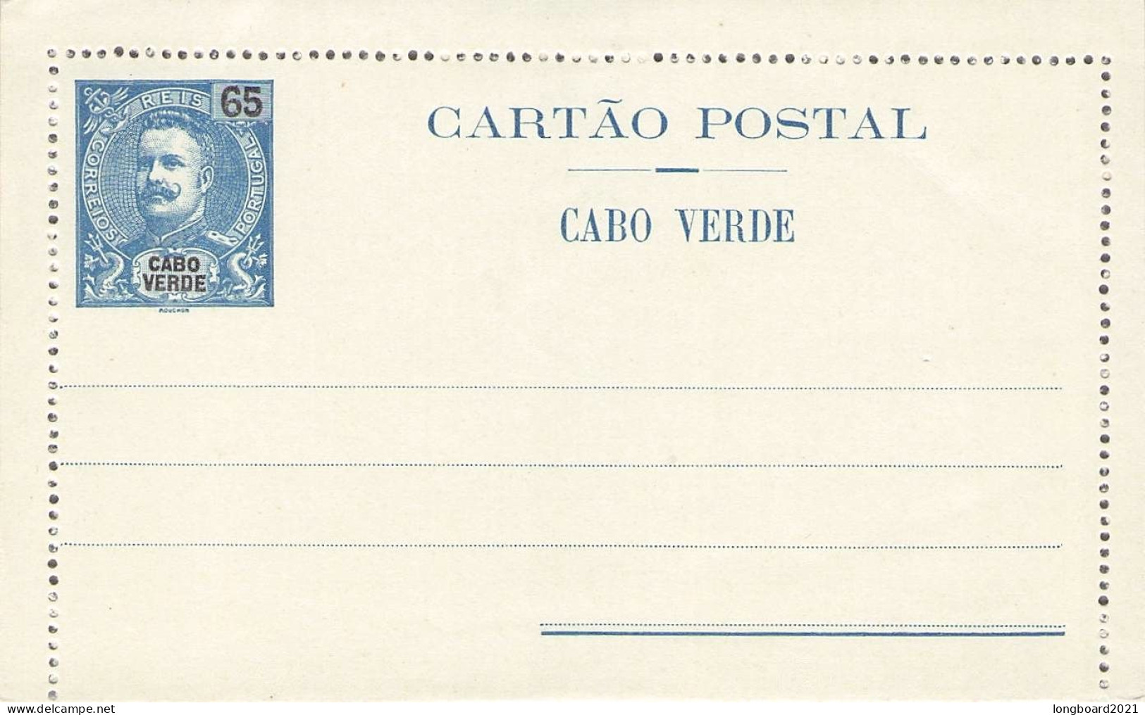 CABO VERDE - CARTAO POSTAL 65 REIS Unc / *2062 - Isola Di Capo Verde