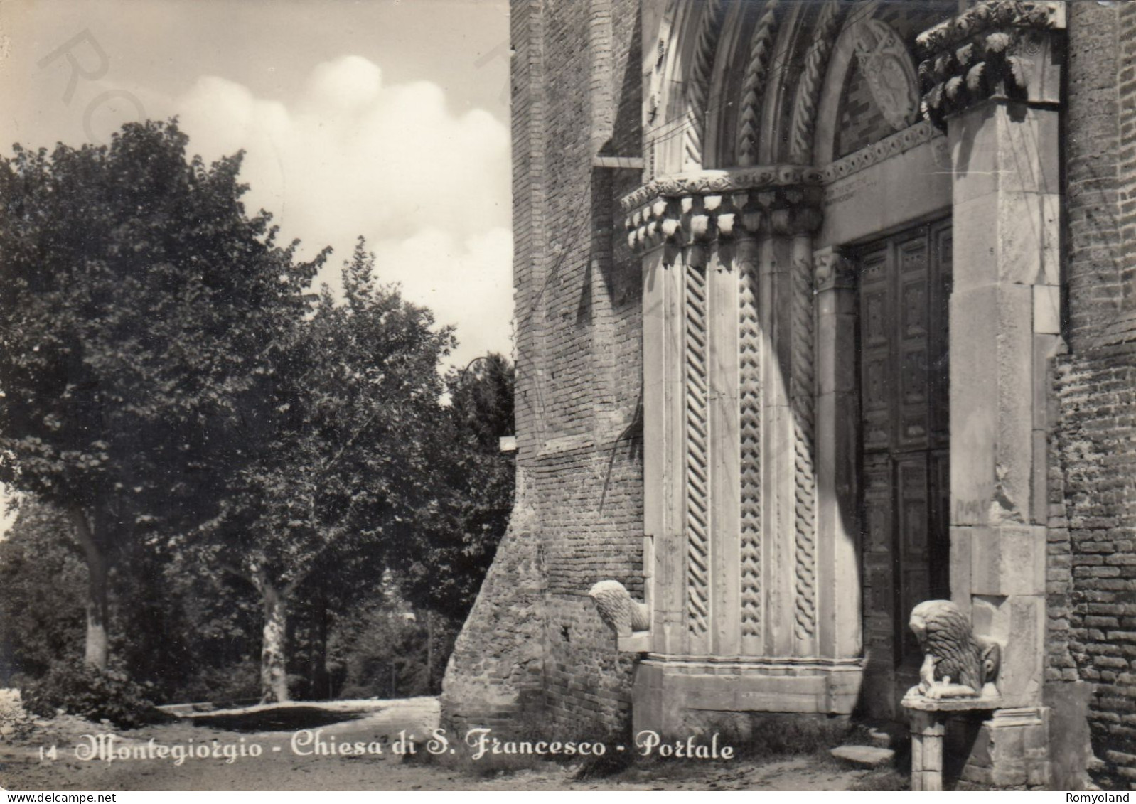 CARTOLINA  MONTEGIORGIO,FERMO,MARCHE-CHIESA DI S.FRANCESCO-PORTALE-STORIA,MEMORIA,CULTURA,RELIGIONE,VIAGGIATA - Fermo