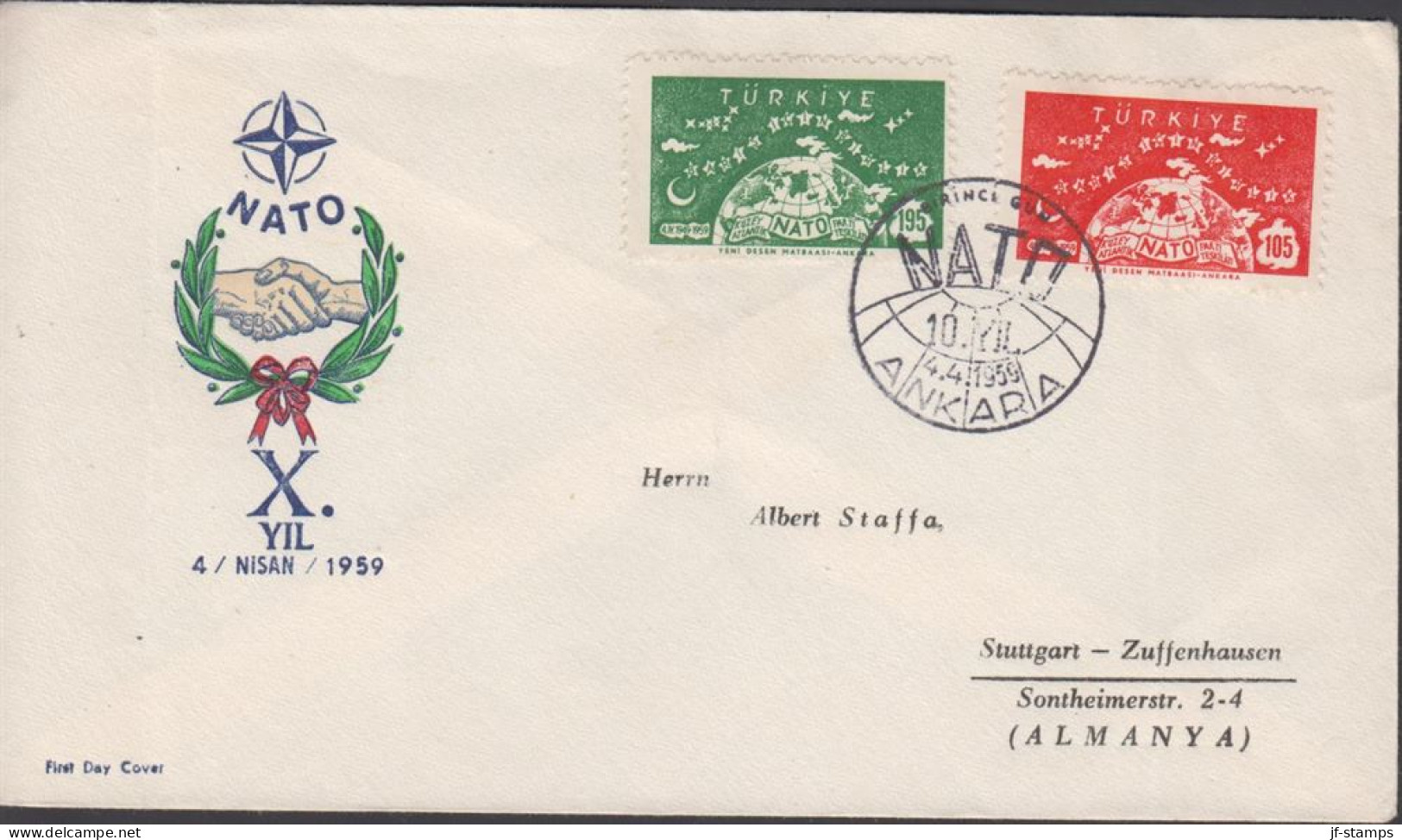 1959. TÜRKIYE. NATO Complete Set  On FDC. NATO Cachet On The Envelope.  (Michel 1621-1622) - JF442661 - Brieven En Documenten