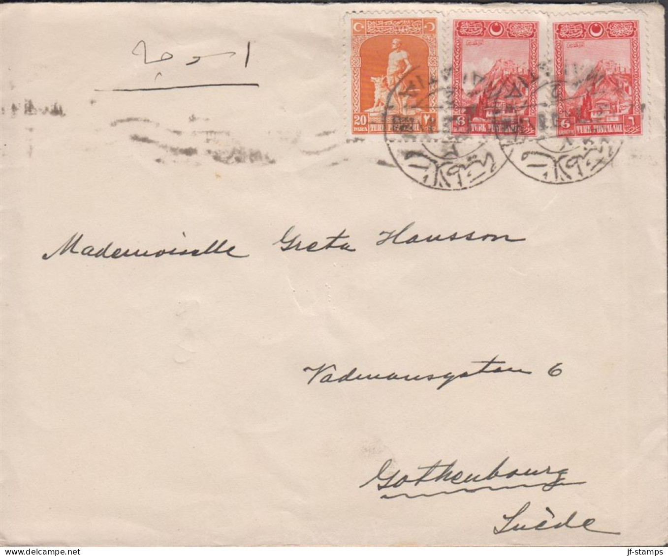 1928. TÜRKIYE. Cover  To Sweden With 2 Ex 6 G + 20 PARA 1926-issue Cancelled MALATIA And Rev... (Michel 844+) - JF442689 - Lettres & Documents