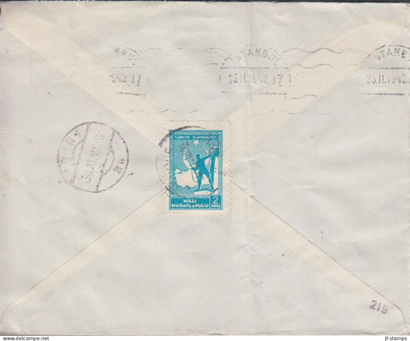 1942. TÜRKIYE. Censored Cover Par Avion To Sweden With 2 + 6 + Pair 10 Krs Atatürk + 2 ... (Michel 954+ C 62) - JF442702 - Neufs