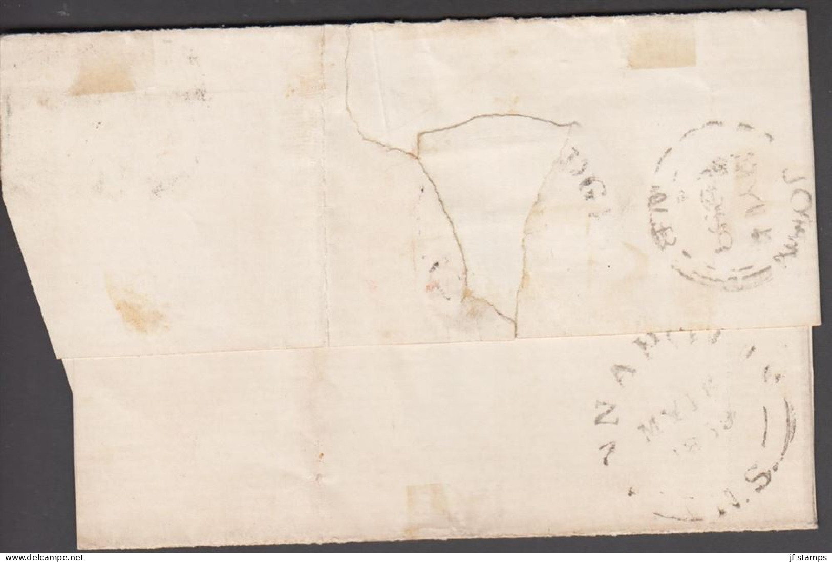 1859. USA. 10 CENTS WASHINGTON Perforated 15½. Beautiful Stamp On Large Piece Of Cover To Nova... (MICHEL 11) - JF535864 - Lettres & Documents