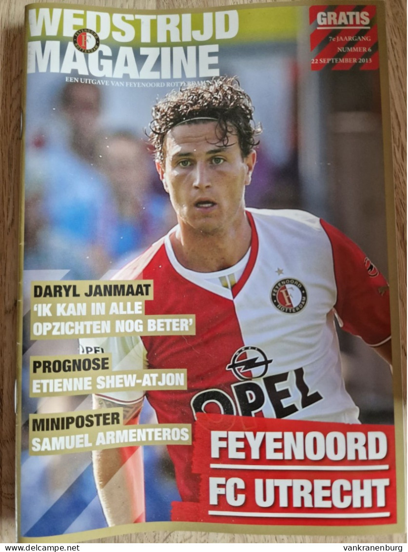 Programme Feyenoord - FC Utrecht - 22.9.2013 - Eredivisie - Holland - Programm - Football - Poster Samuel Armenteros - Bücher