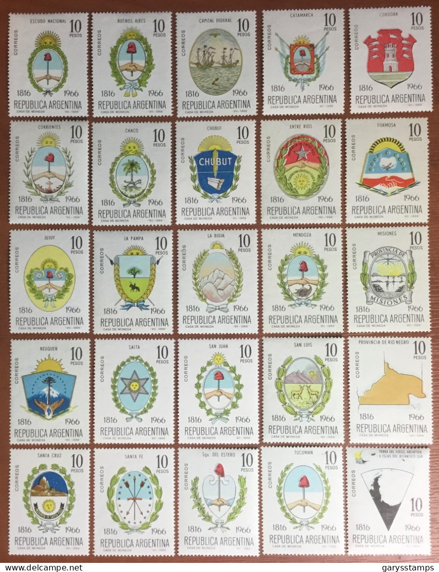 Argentina 1966 Provinces Anniversary Coats Of Arms Complete Set MNH - Ongebruikt