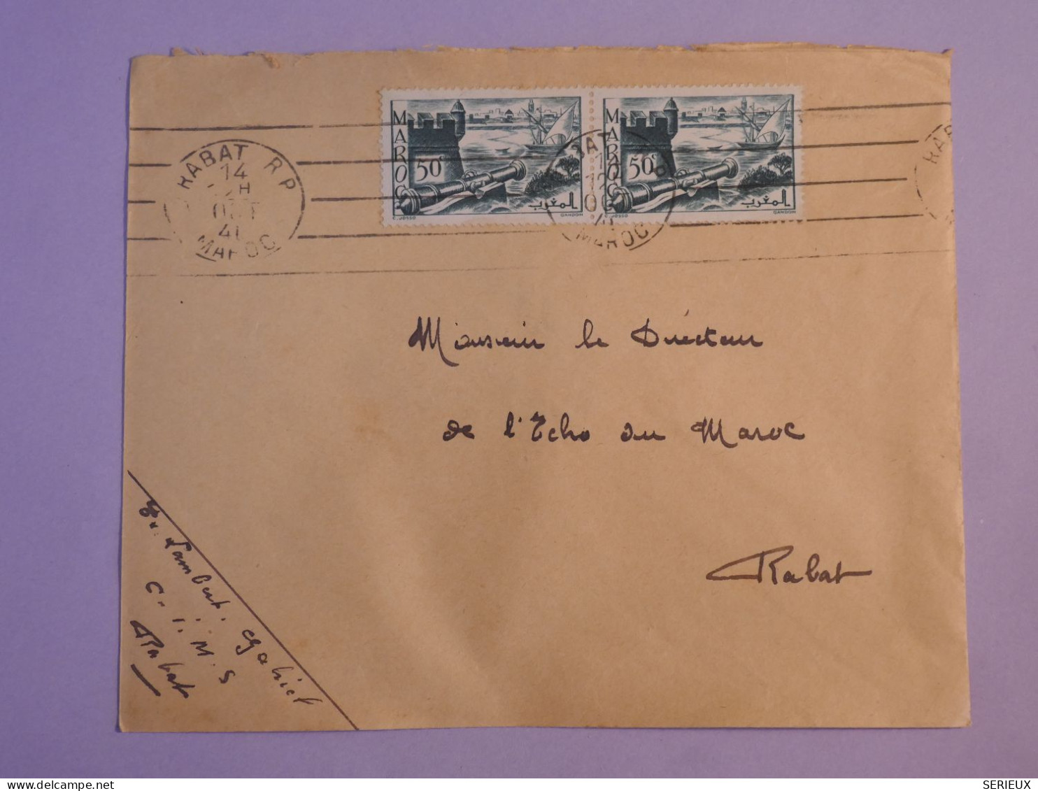 BX4 MAROC   BELLE LETTRE   1941     RABAT    +   ++ AFFRANCH.  INTERESSANT +++ - Lettres & Documents