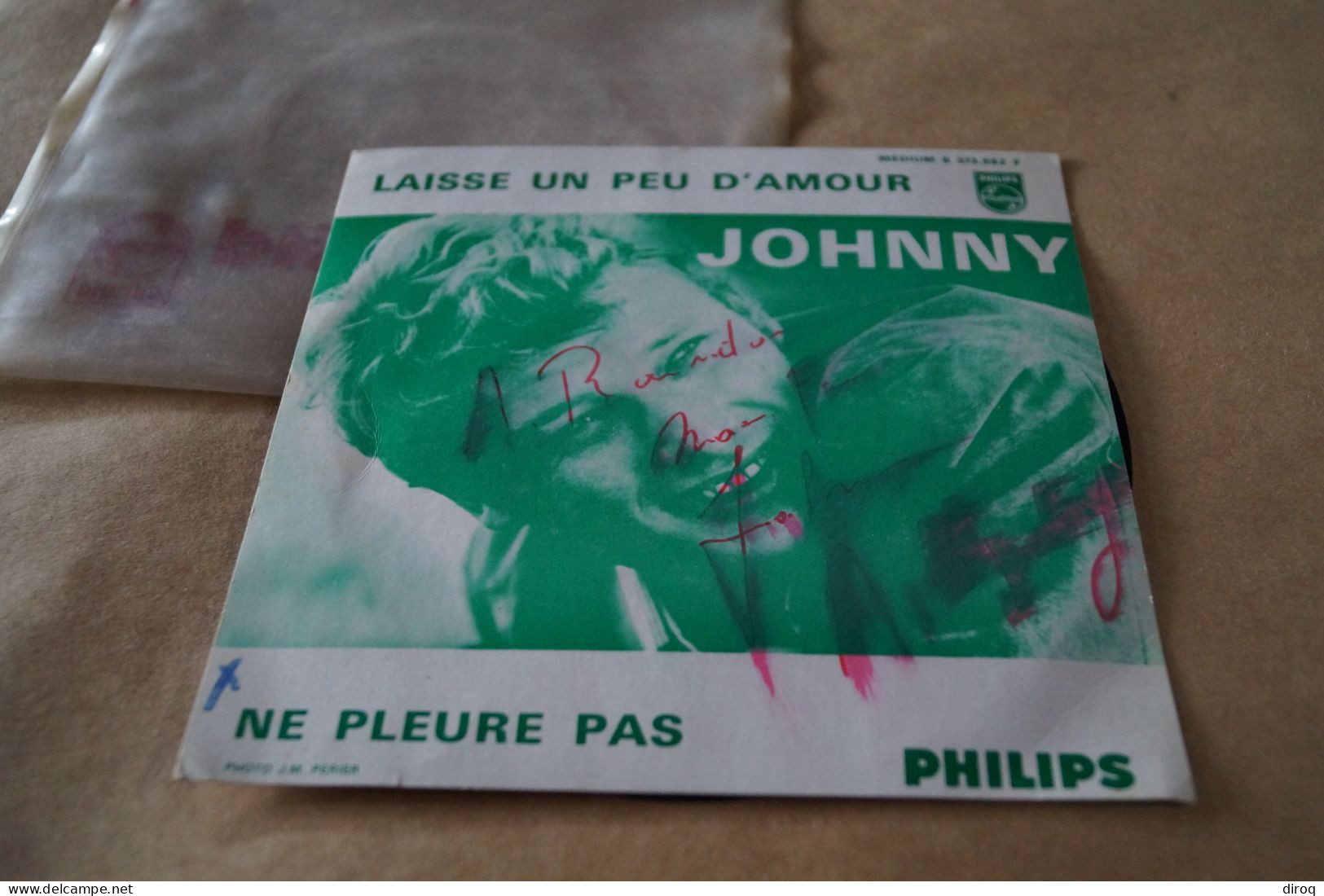 RARE 45 T.de Johnny Halliday Dédicacé,BE373.662.F,pour Collection - Other - French Music