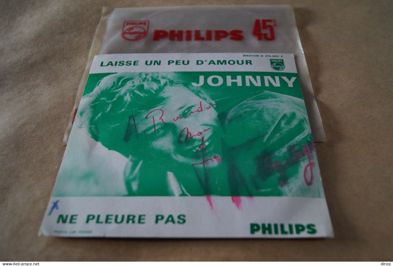 RARE 45 T.de Johnny Halliday Dédicacé,BE373.662.F,pour Collection - Autres - Musique Française