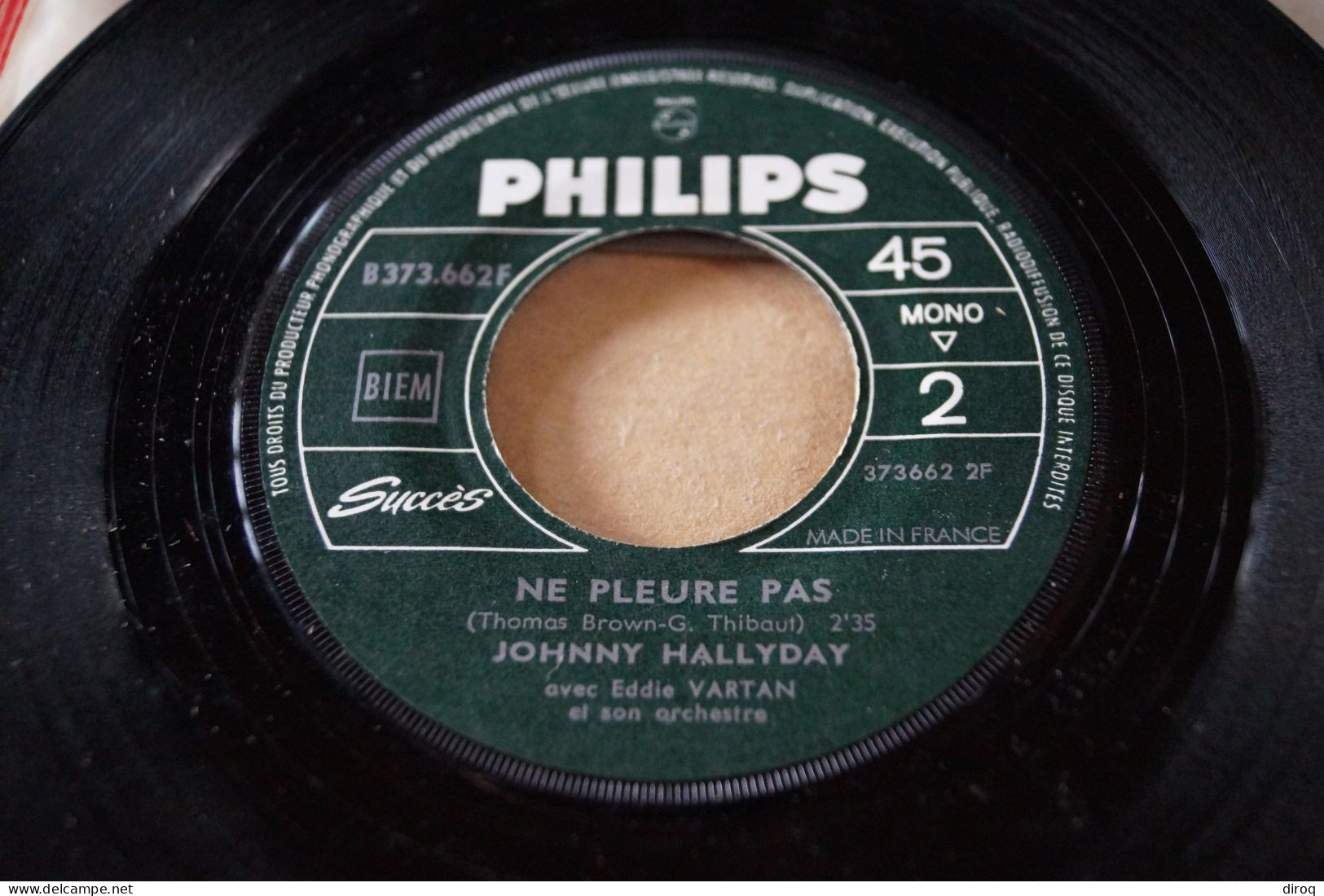 RARE 45 T.de Johnny Halliday Dédicacé,BE373.662.F,pour Collection - Andere - Franstalig