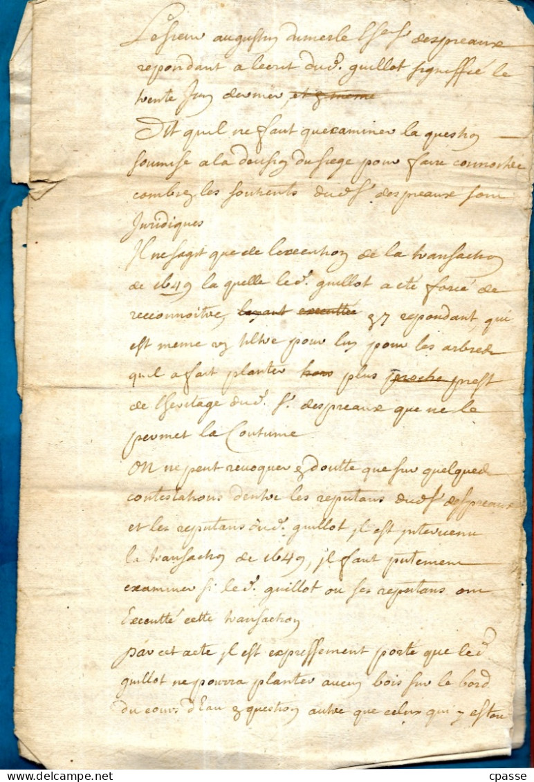 Manuscrit : Exécution D'un Abattage D'arbres Au Long D'un Cours D'eau Selon Une Convention De 1649...(6 Pages) - Manuscrits