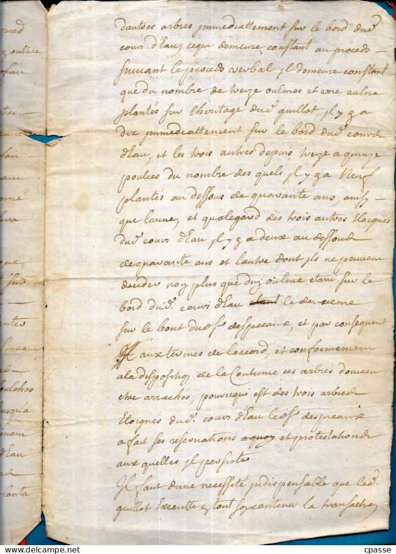 Manuscrit : Exécution D'un Abattage D'arbres Au Long D'un Cours D'eau Selon Une Convention De 1649...(6 Pages) - Manuscrits