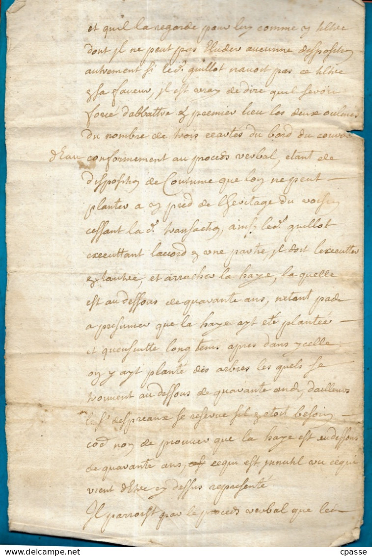 Manuscrit : Exécution D'un Abattage D'arbres Au Long D'un Cours D'eau Selon Une Convention De 1649...(6 Pages) - Manuscrits