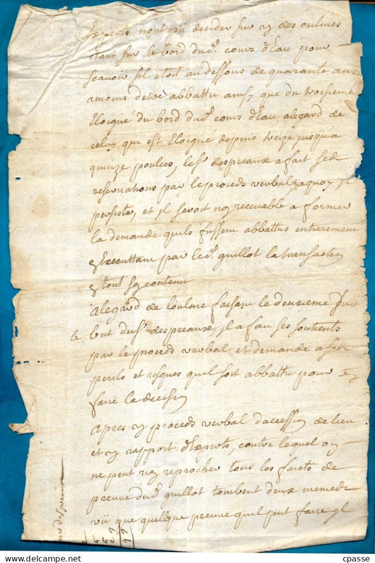 Manuscrit : Exécution D'un Abattage D'arbres Au Long D'un Cours D'eau Selon Une Convention De 1649...(6 Pages) - Manuscrits