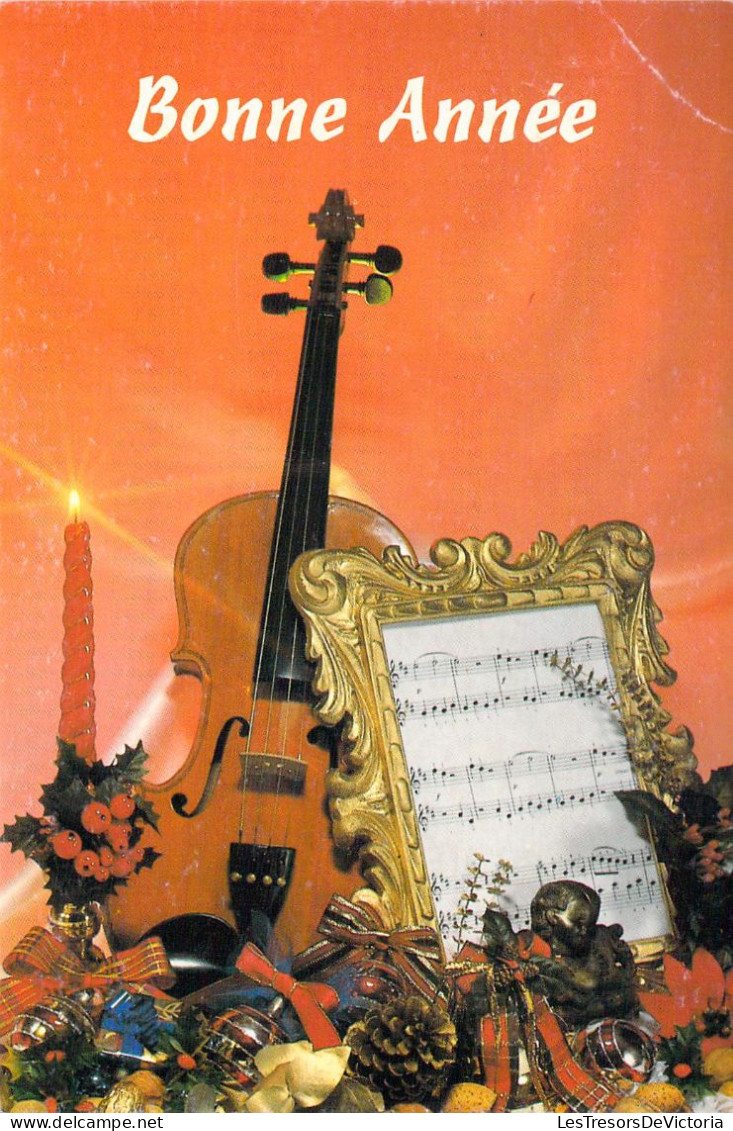 NOUVEL AN - Violon - Partition Encadrée - Carte Postale Ancienne - Neujahr