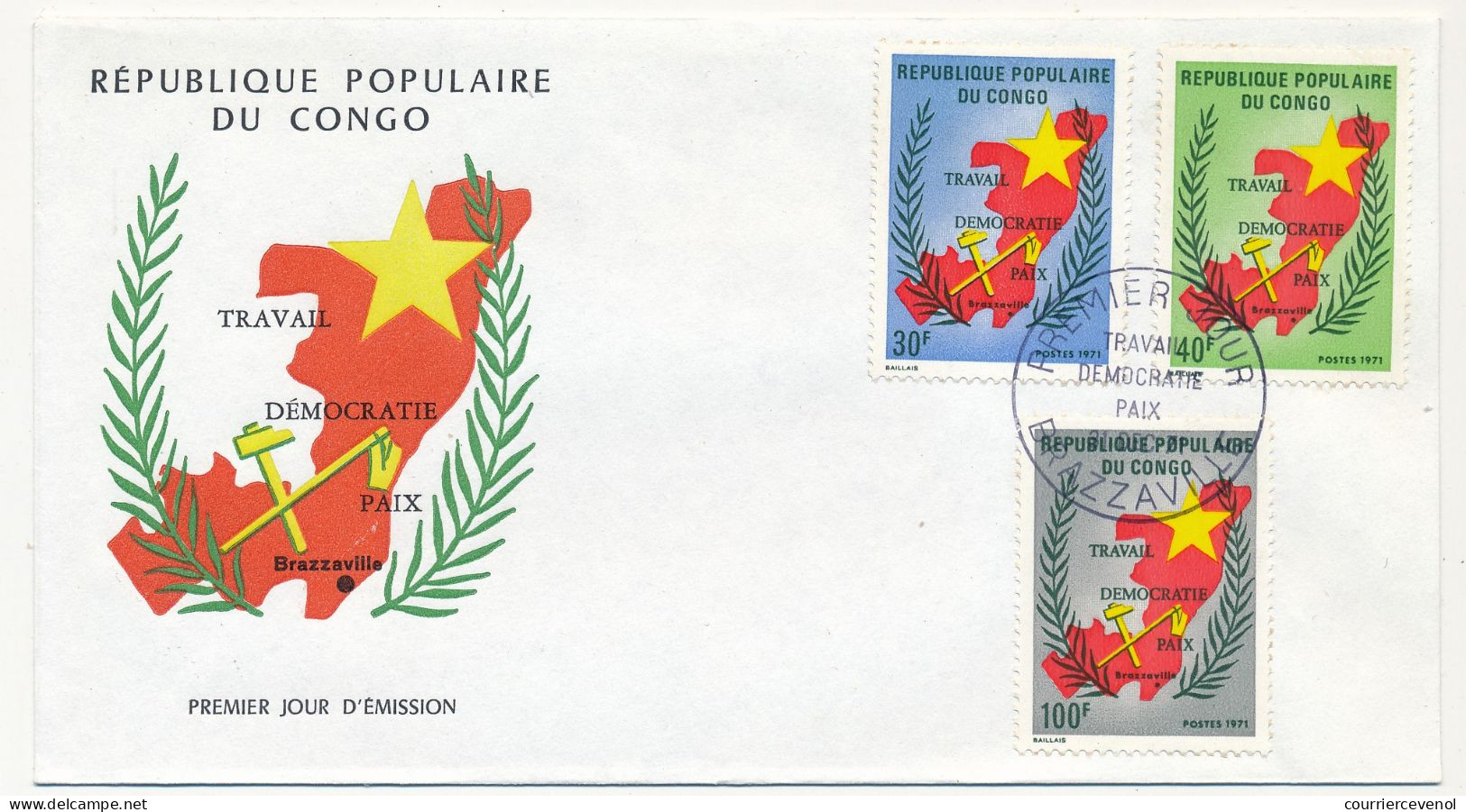 Rep Pop Du CONGO - FDC - Travail, Démocratie, Paix - Brazzaville - 31 Déc 1971 - FDC