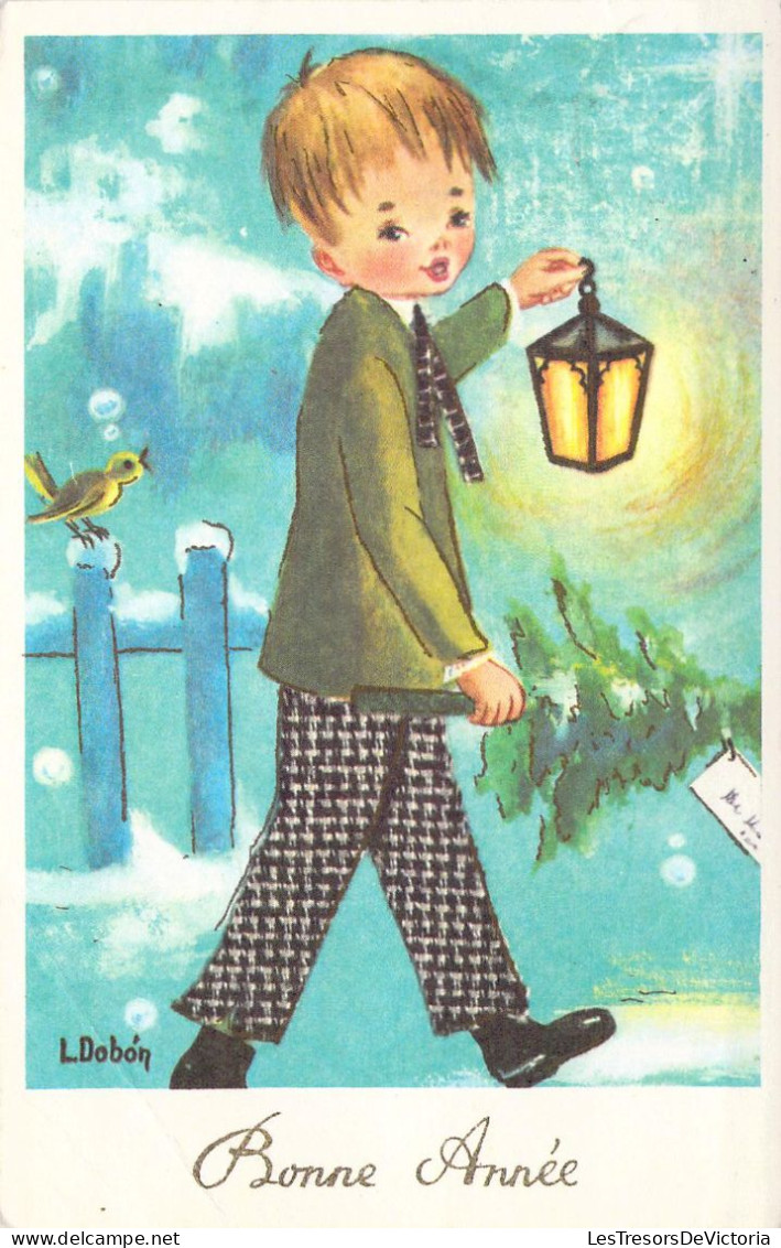 NOEL - Nouvel An - Illustration L DOBON - Enfant En Costume Marche Dans La Neige - Carte Postale Ancienne - Neujahr