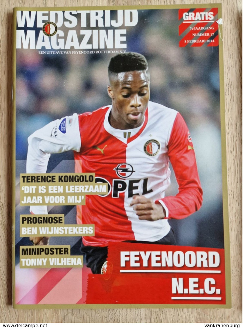 Programme Feyenoord - NEC Nijmegen - 8.2.2014 - Eredivisie - Holland - Programm - Football - Poster Tonny Vilhena - Boeken