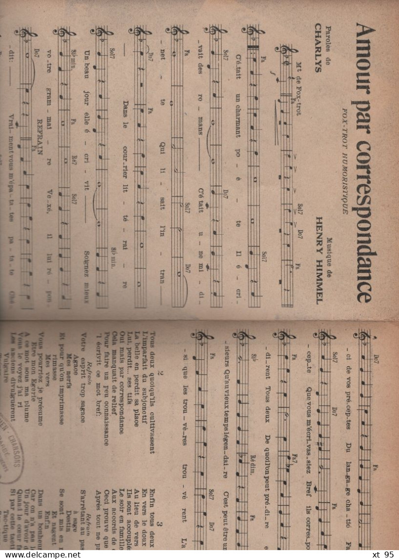 Partition - Amour Par Correspondance - Fred Adison - Partitions Musicales Anciennes