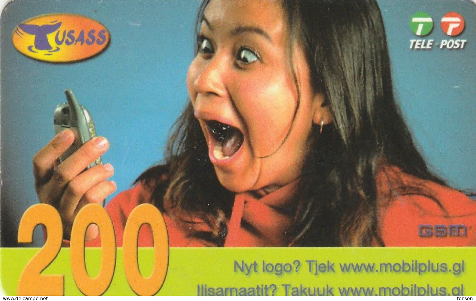 Greenland, PRE-GRL-1003, 200 Kr, One Girl With Mobile Phone, 2 Scans   Expiry 21-04-2007. - Greenland