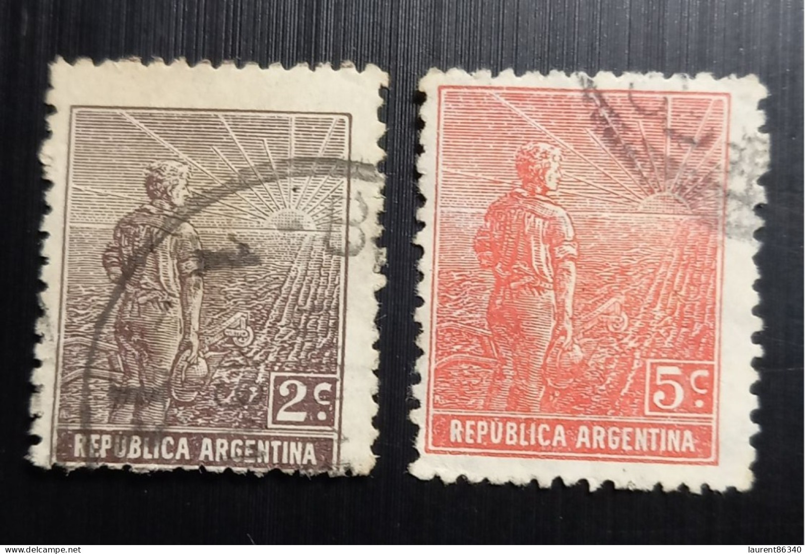 Argentine 1912 - Farmer And Rising Sun - Différent Perforation 2 & 5 Centavos - Used Stamps