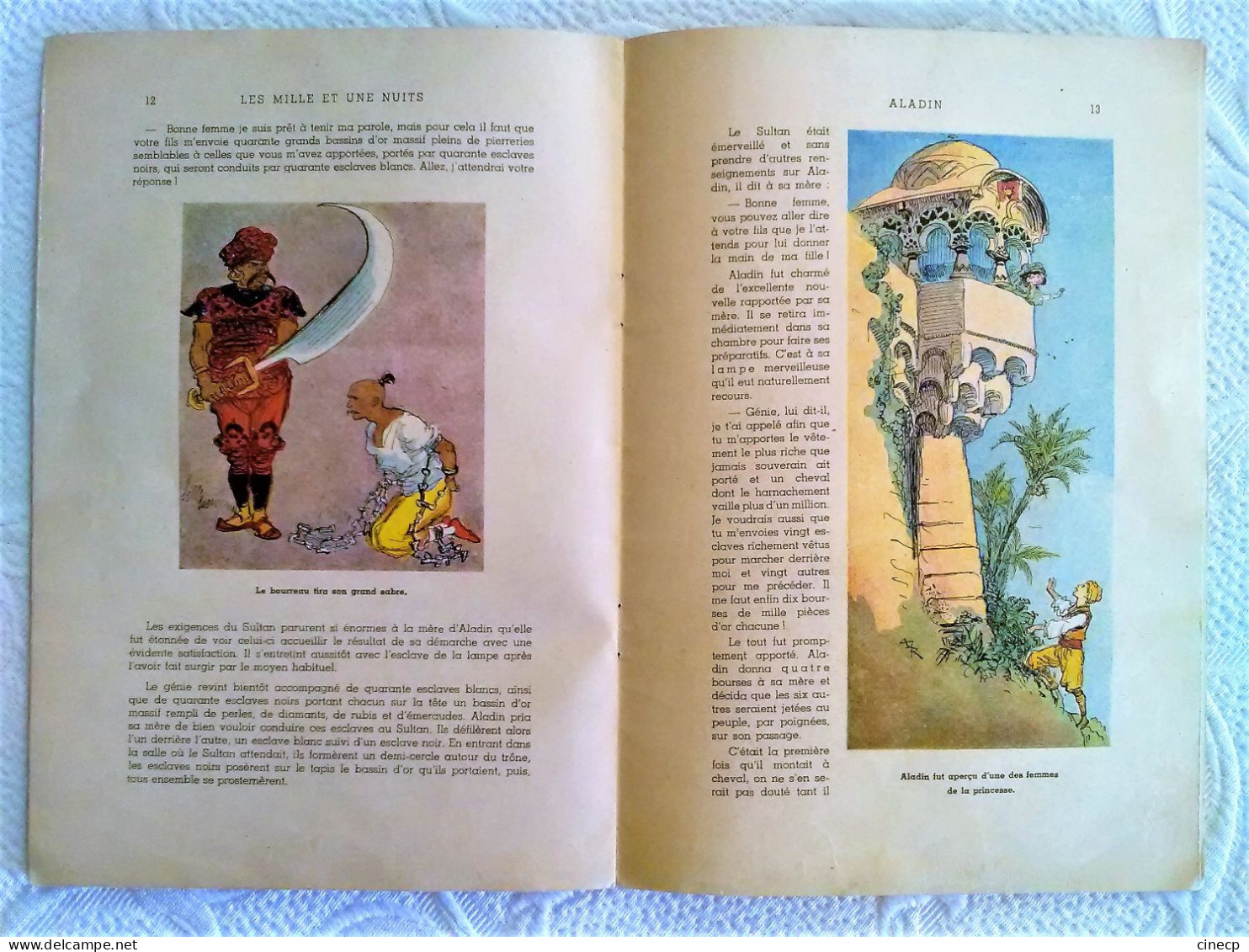 Très joli livre ancien pour enfant ALADIN ou LA LAMPE MERVEILLEUSE ILLUSTRATEUR ROBIDA superbes dessins 16 pages