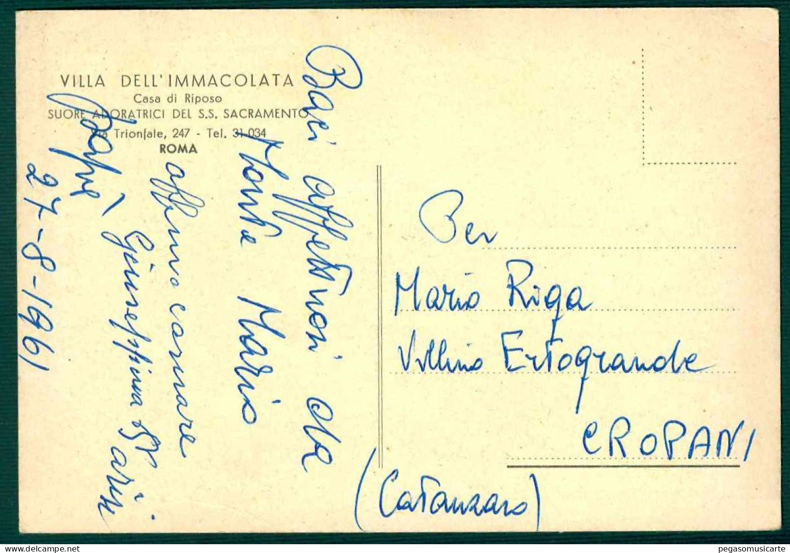 MP311 - VILLA DELL' IMMACOLATA - CASA DI RIPOSO - SUORE ADORATRICI SS SACRAMENTO ROMA - VERANDA E PARCO DELLA VILLA 1961 - Health & Hospitals