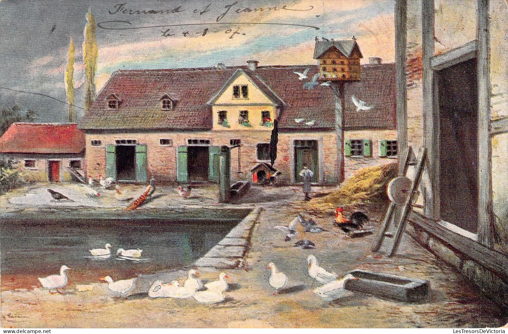 ART - FERME - Illustration D'une Basse Cour - Carte Postale Ancienne - Boerderijen