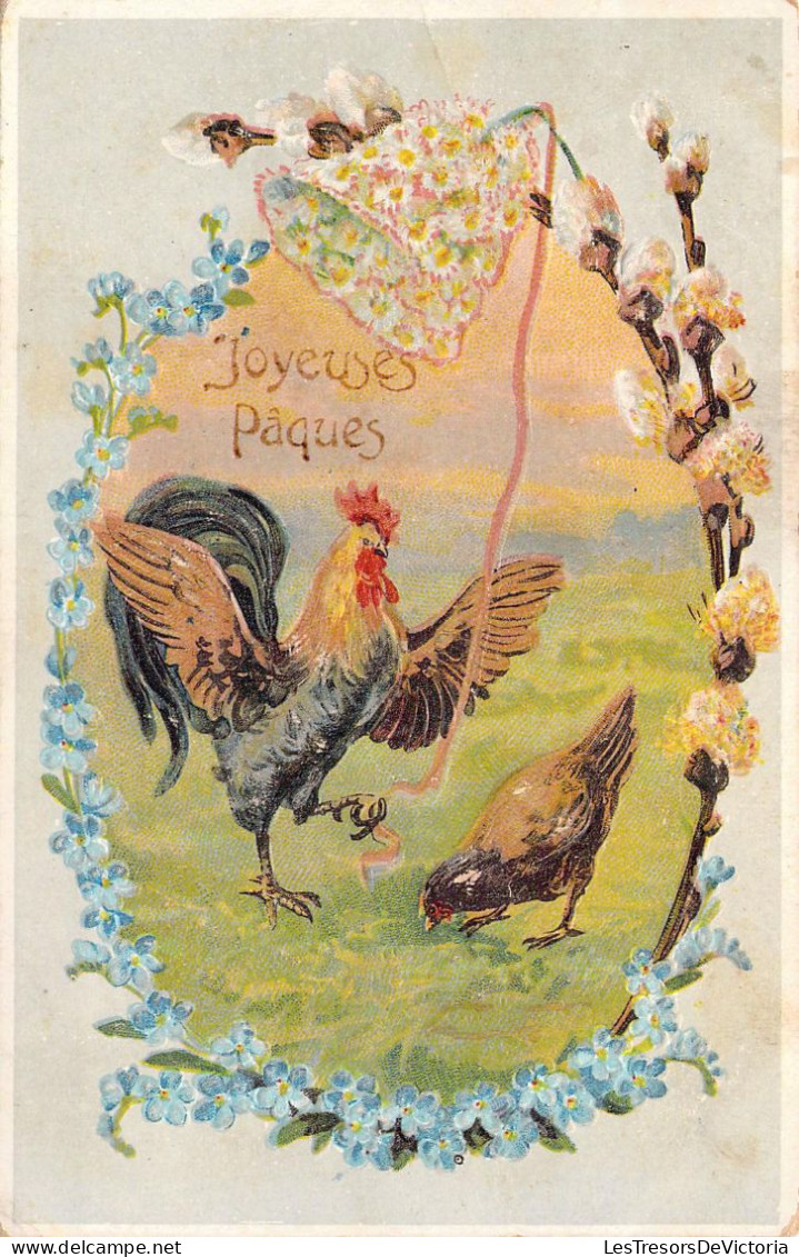 ANIMAUX - Coq Et Poule - Joyeuses Pâques - Carte Postale Ancienne - Otros & Sin Clasificación