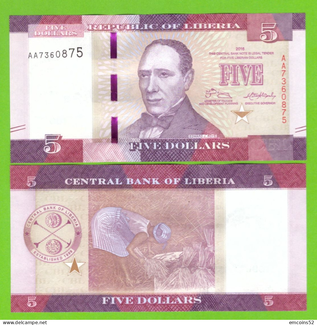 LIBERIA 5 DOLLARS 2016 P-31 UNC - Liberia