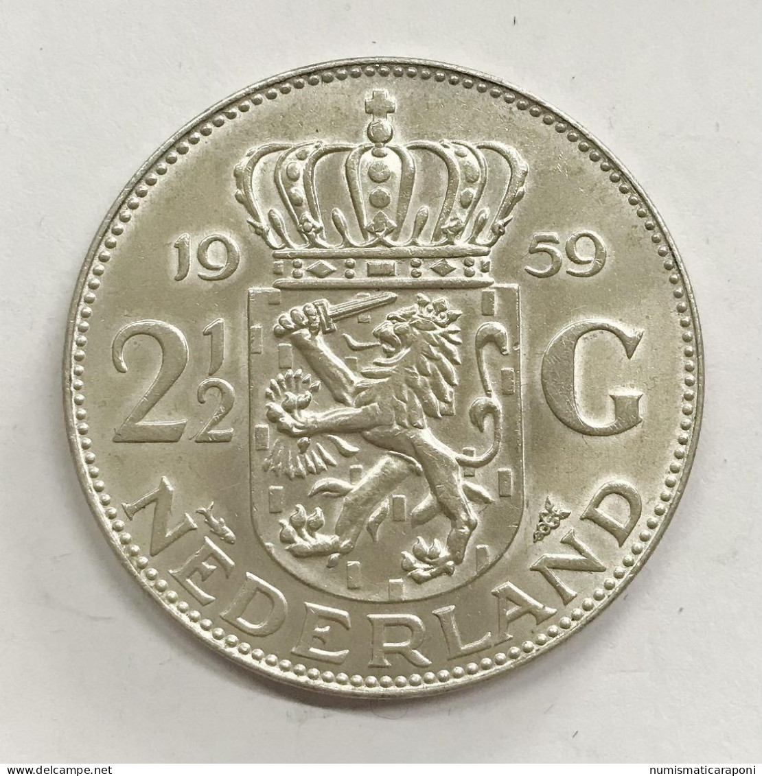 NETHERLAND OLANDA WILHELMINA IIà 2 E 1/2 GULDEN 1959  E.1154 - 2 1/2 Florín Holandés (Gulden)