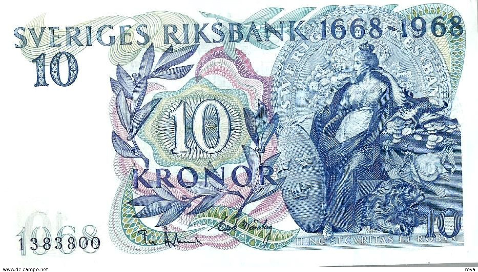 SWEDEN 10 KRONOR WOMAN 300 ANNIVERSARY OF ? FRONT BUILDING BACK DATED 1968 P? UNC  READ DESCRIPTION !! - Suède