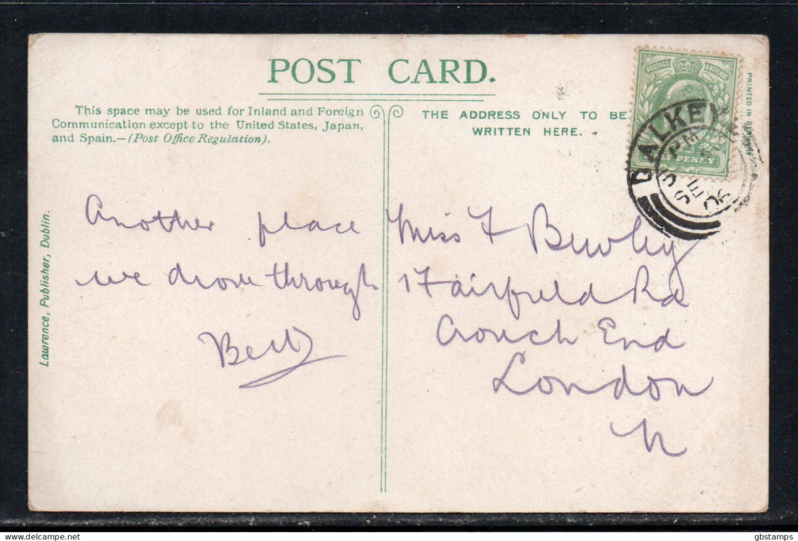 The Scalp County Wicklow 1906 Posted Card Nice Dalkey Double Ring Postmark - Wicklow