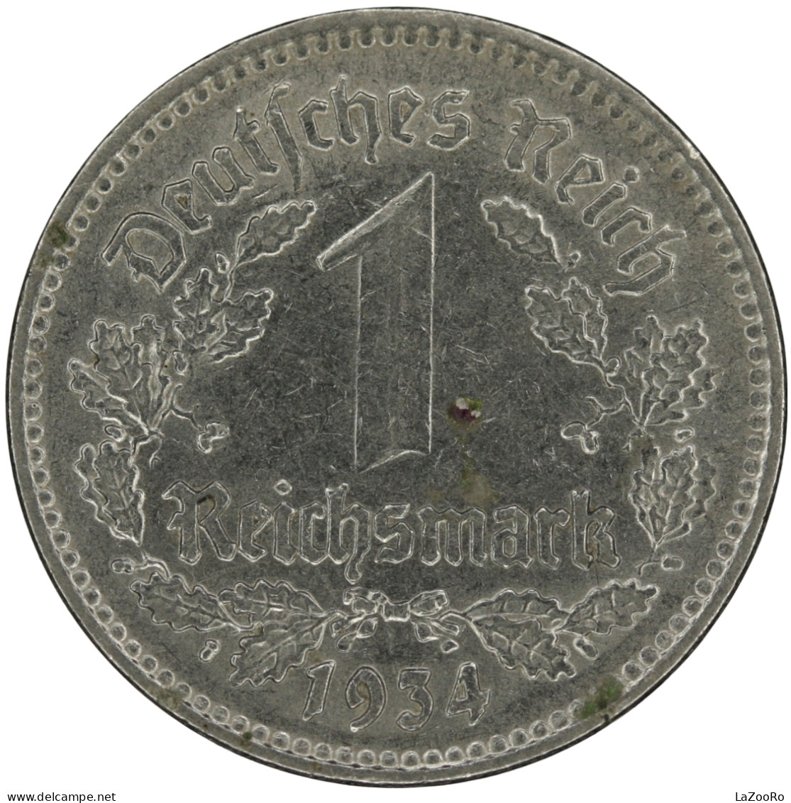 LaZooRo: Germany 1 Mark 1934 F XF / UNC Die Crack - 1 Reichsmark