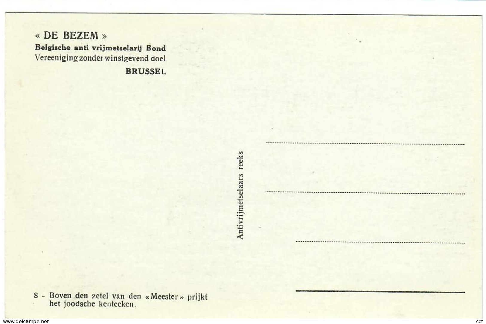 FRANC MACONNERIE - FRANC MACON  De Bezem - Ligue Anti-maçonnique Belge Bruxelles N° 8 Zetel Van Den Meester Jewish Juif - Filosofía & Pensadores