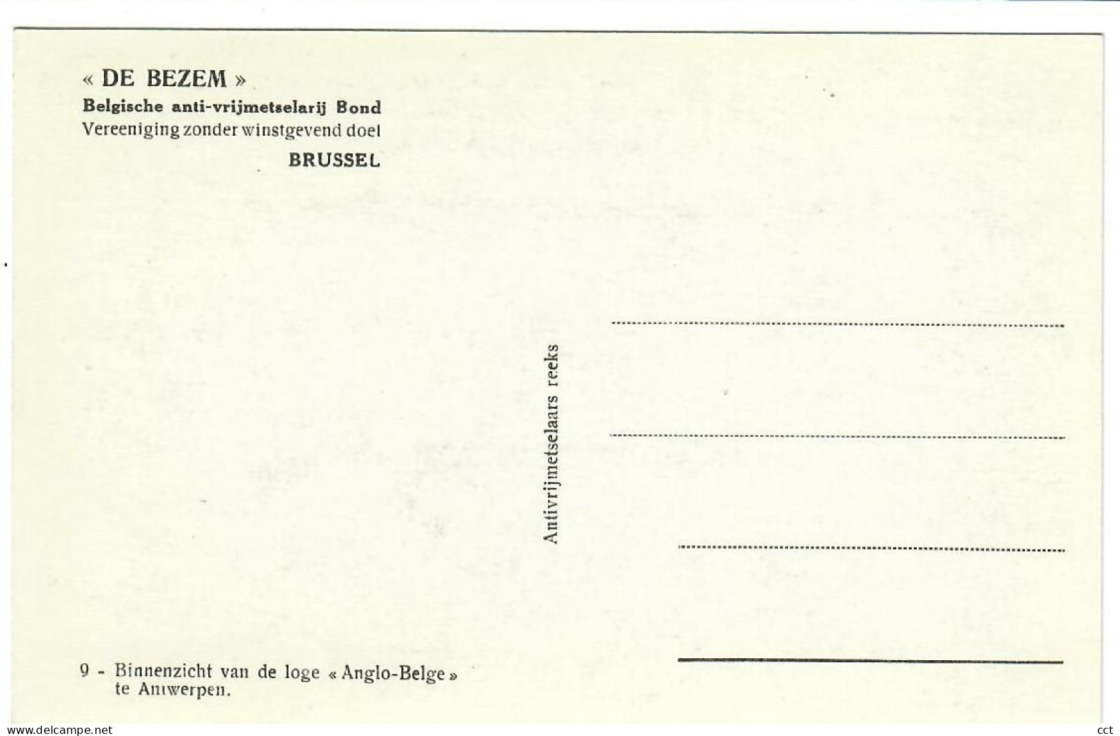 FRANC MACONNERIE - FRANC MACON  De Bezem - Ligue Anti-maçonnique Belge Bruxelles N° 9 Loge Anglo-Belge Antwerpen - Philosophie & Pensées