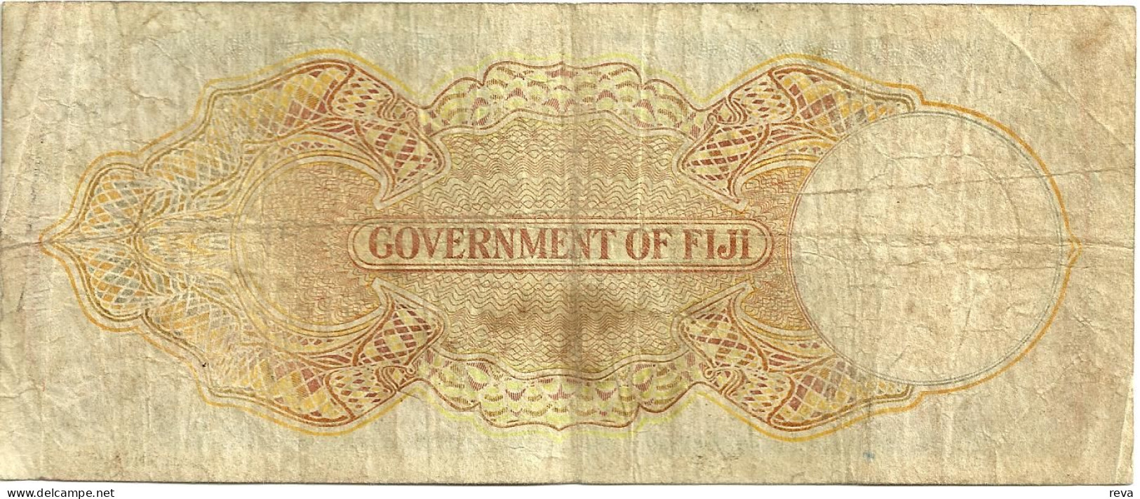 FIJI BRITISH 5 SHILLINGS BLUE KGVI HEAD FRONT & MOTIF BACK DATED 01-06-1951 P.37d F+ READ DESCRIPTION!! - Fidji