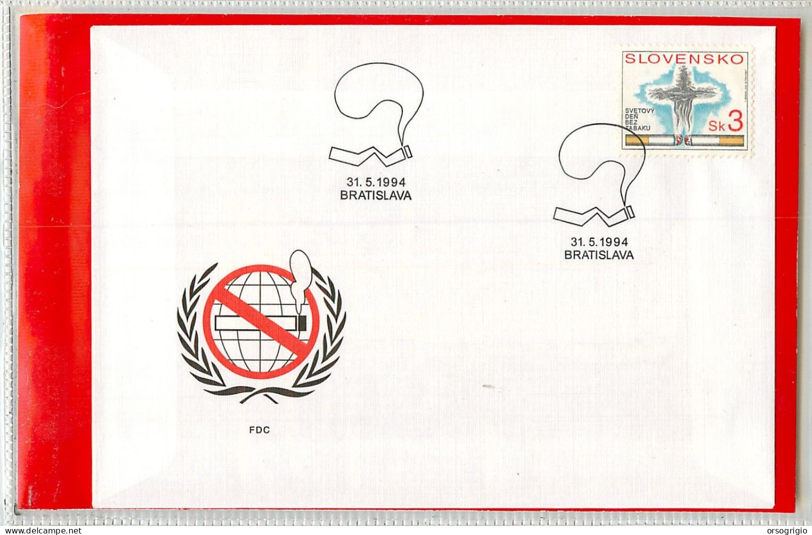 SLOVENSKO - FDC - International Day Without TOBACCO - CIGARETTE - Tabacco