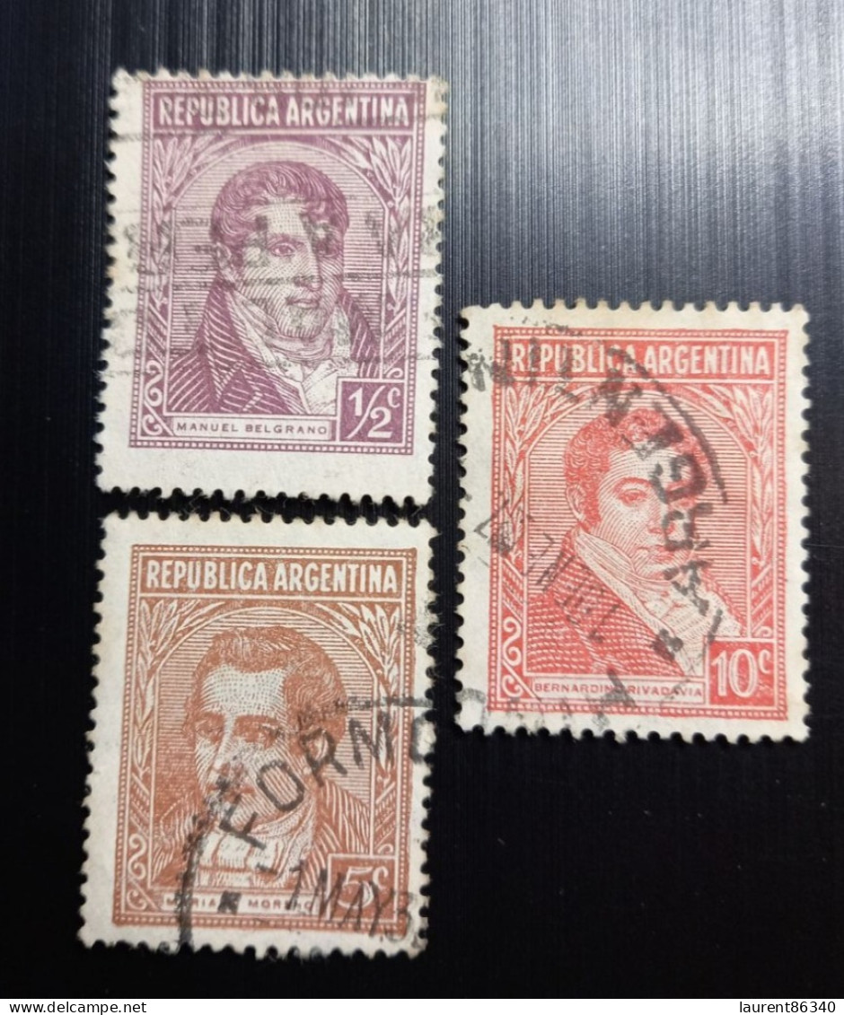 Argentine 1935 Mariano Morenbo - 1.octobre - Lot 3 Timbres Oblitérés - Oblitérés