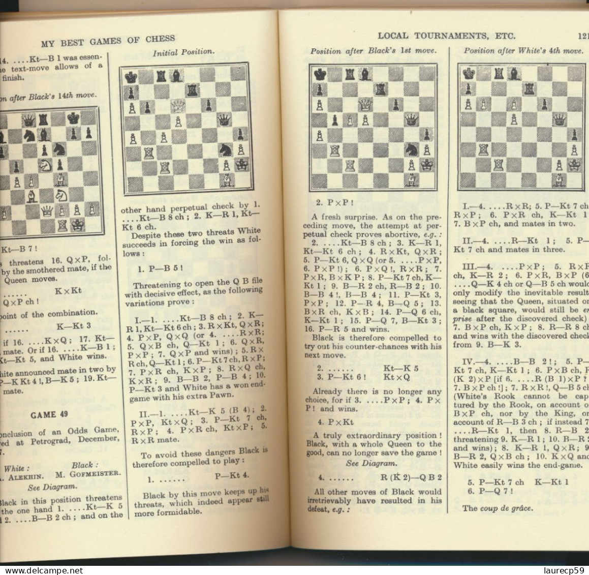 Livre ECHECS - A. ALEKHINE - My Best Games Of Chess - 1908 - 1923 - Jeux De Société