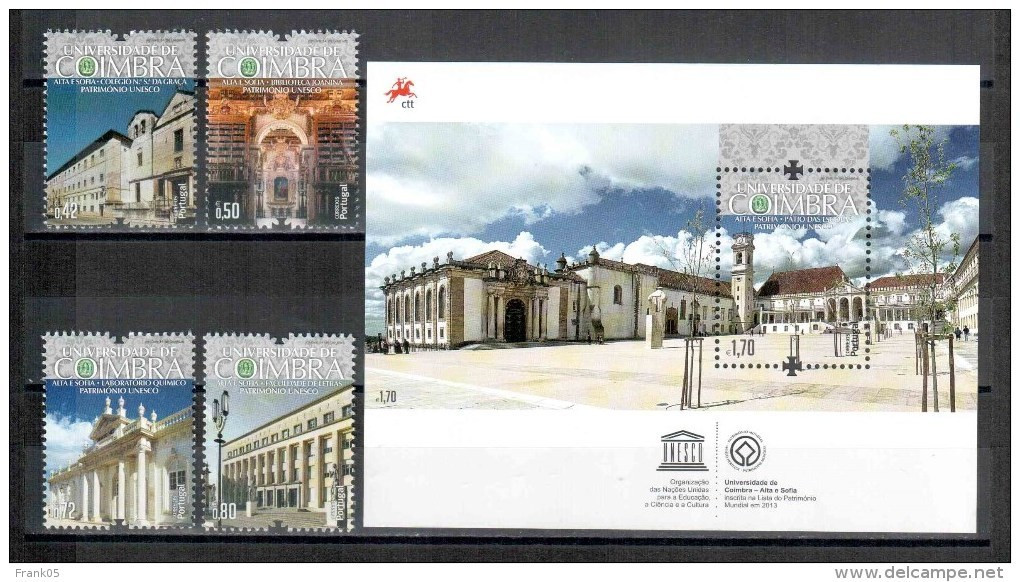 Portugal 2014 Set  And Souvenir Sheet Coimbra Kulturerbe Der Menschheit / World Heritage UNESCO ** - UNESCO